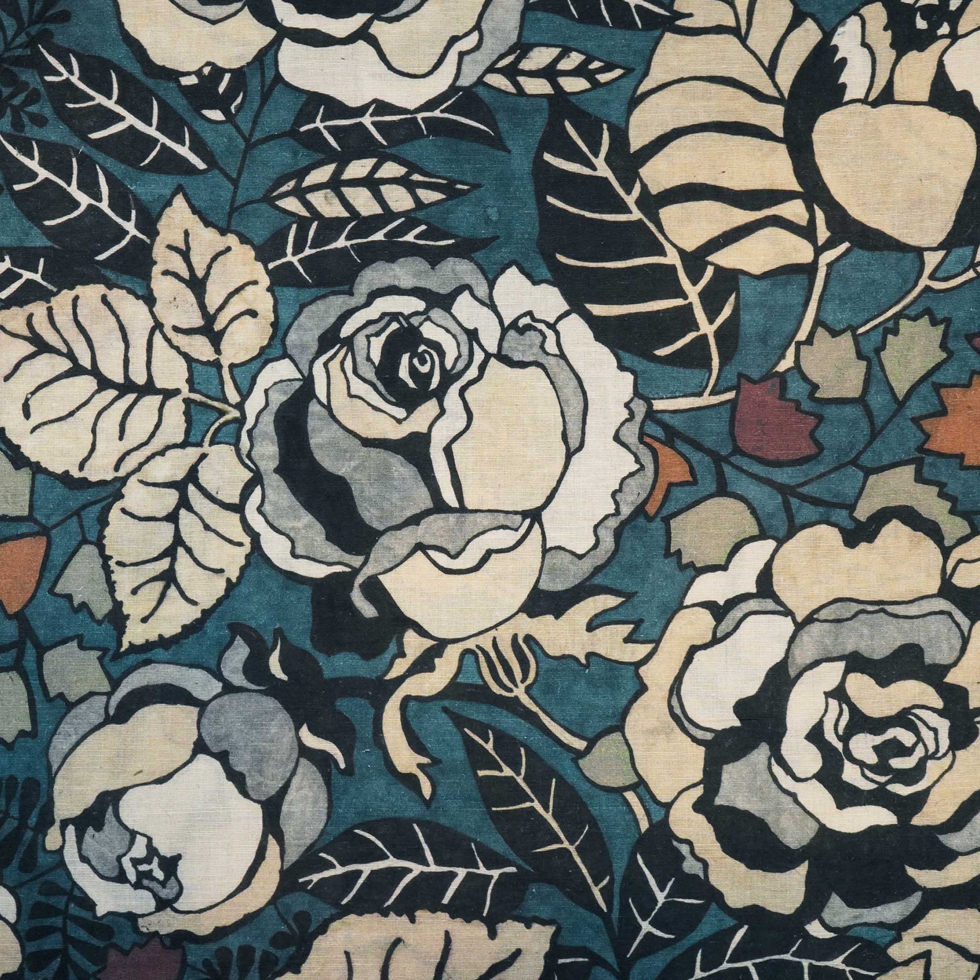 Blue Floral Print Linen Fabric RM-24621