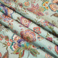 Sea Green Floral Print Linen Fabric RM-24622