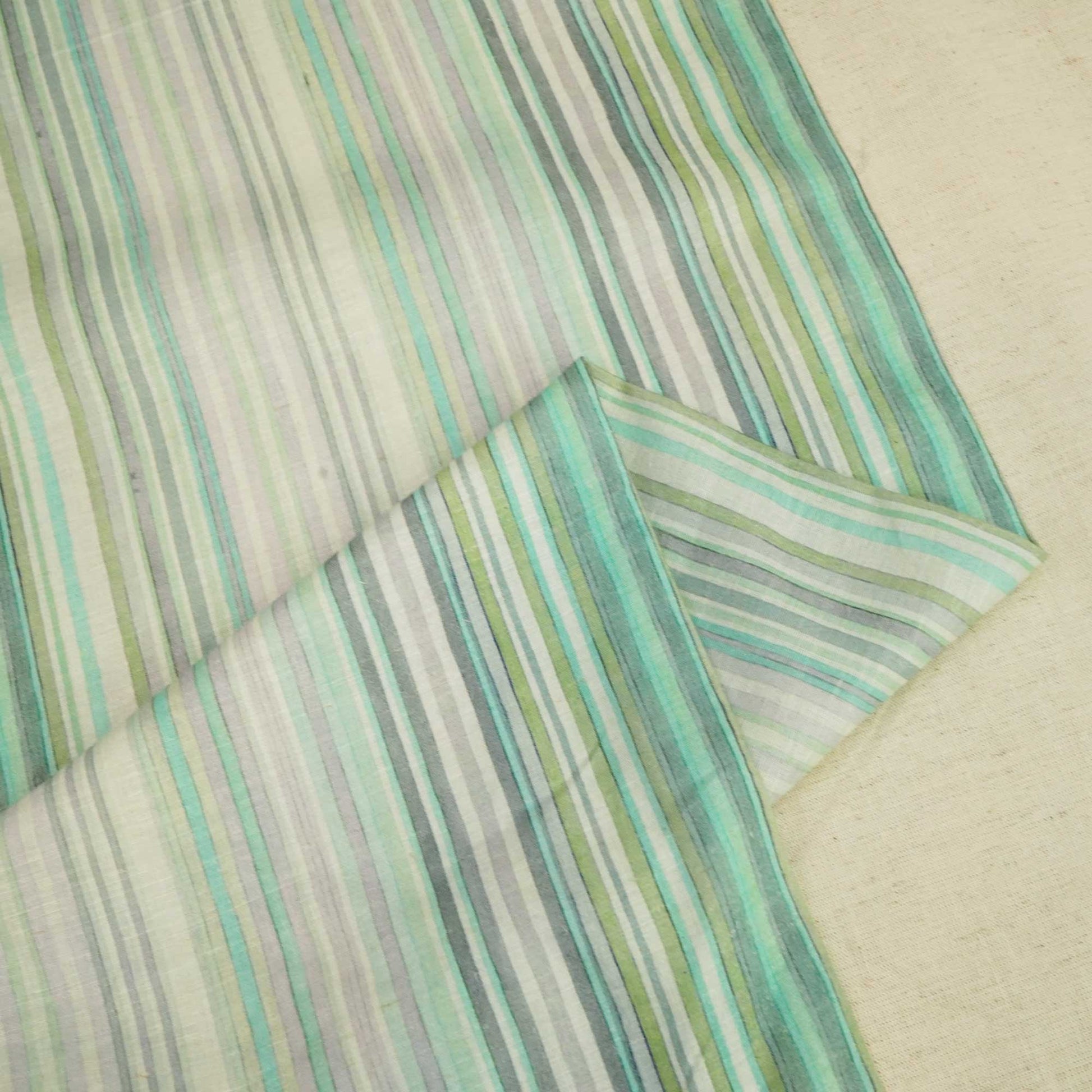Multicolor Stripes Print Linen Fabric RM-24623
