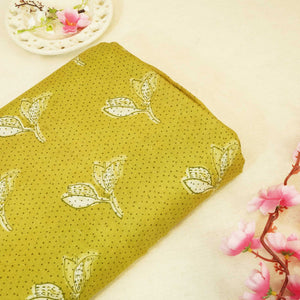 Green Floral Print Linen Fabric RM-24624
