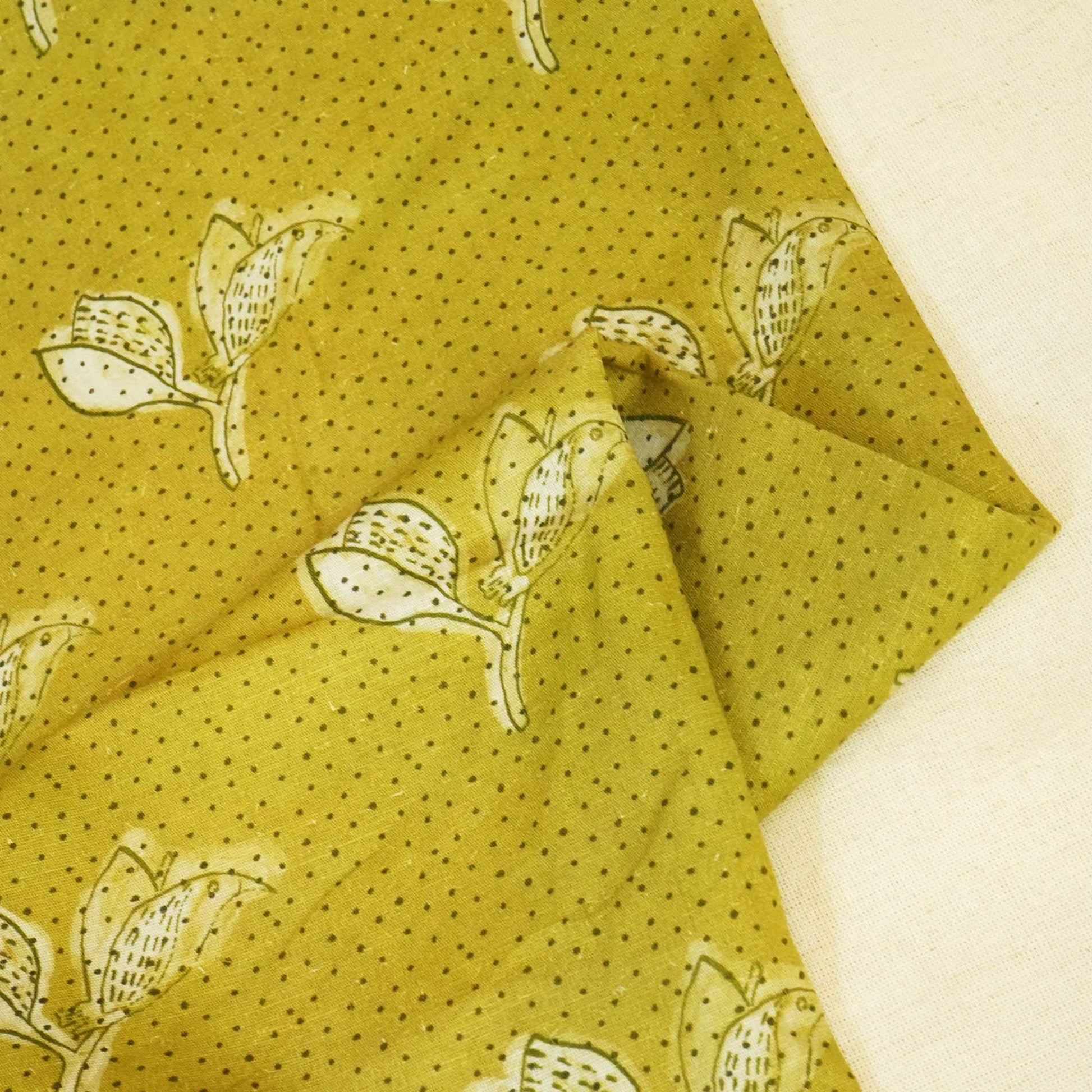 Green Floral Print Linen Fabric RM-24624