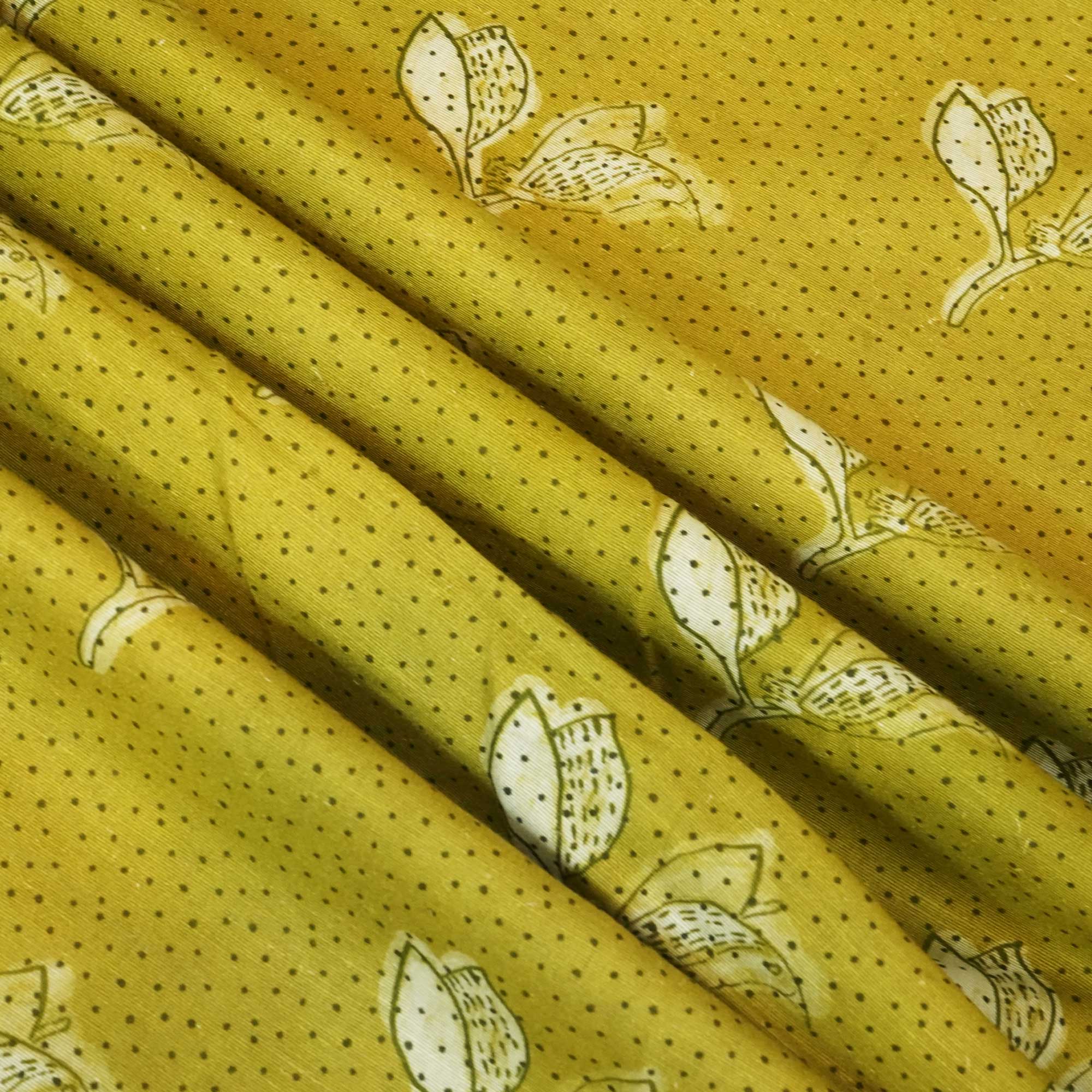 Green Floral Print Linen Fabric RM-24624