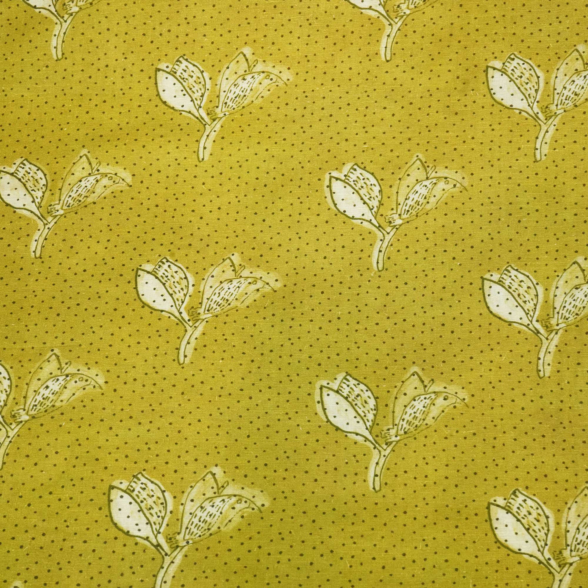 Green Floral Print Linen Fabric RM-24624