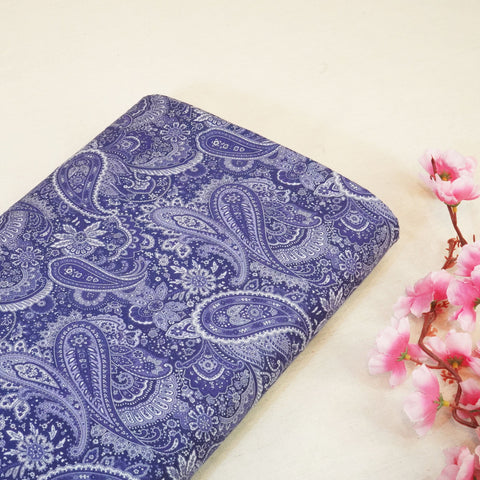 Purple Paisley Print Linen Fabric RM-24630
