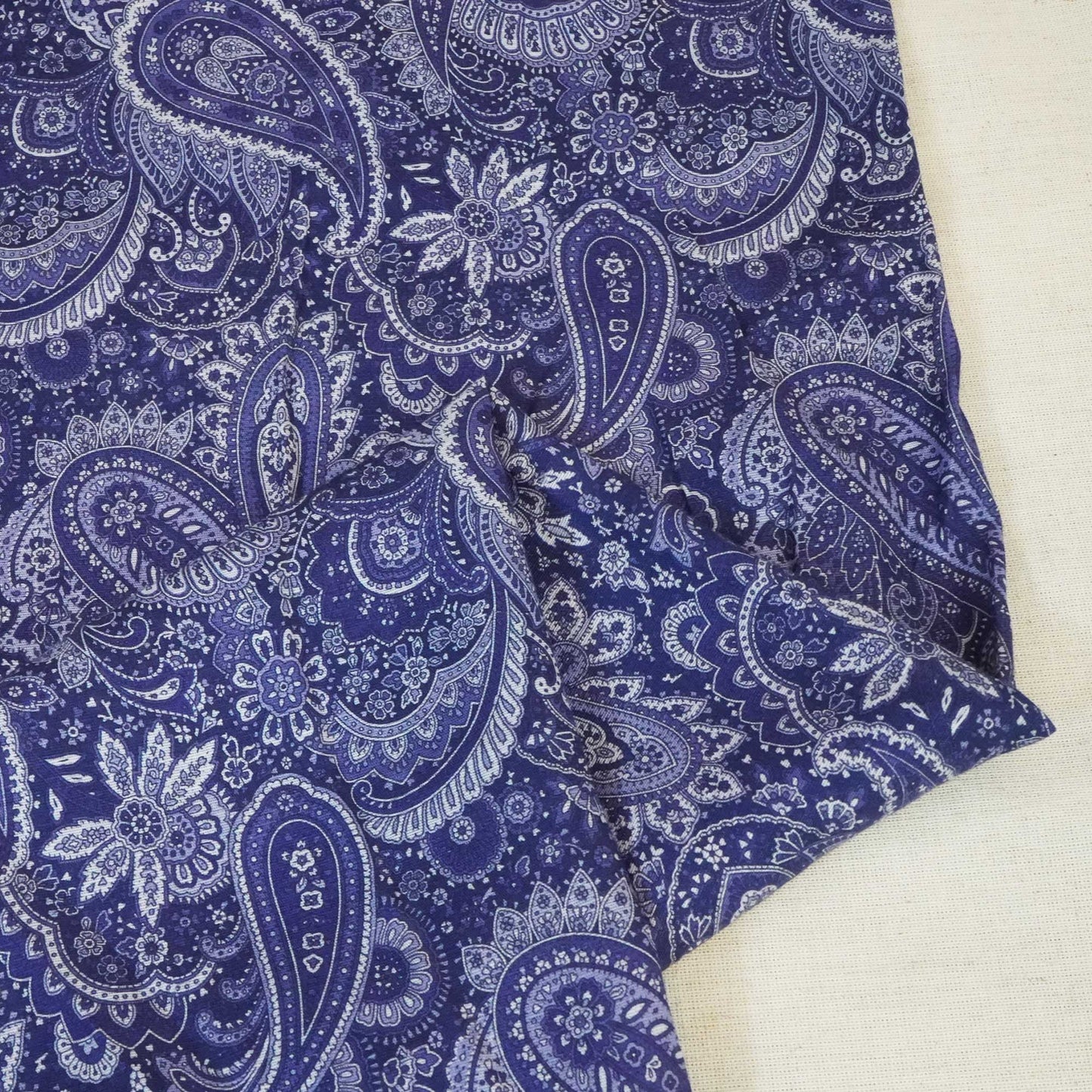 Purple Paisley Print Linen Fabric RM-24630