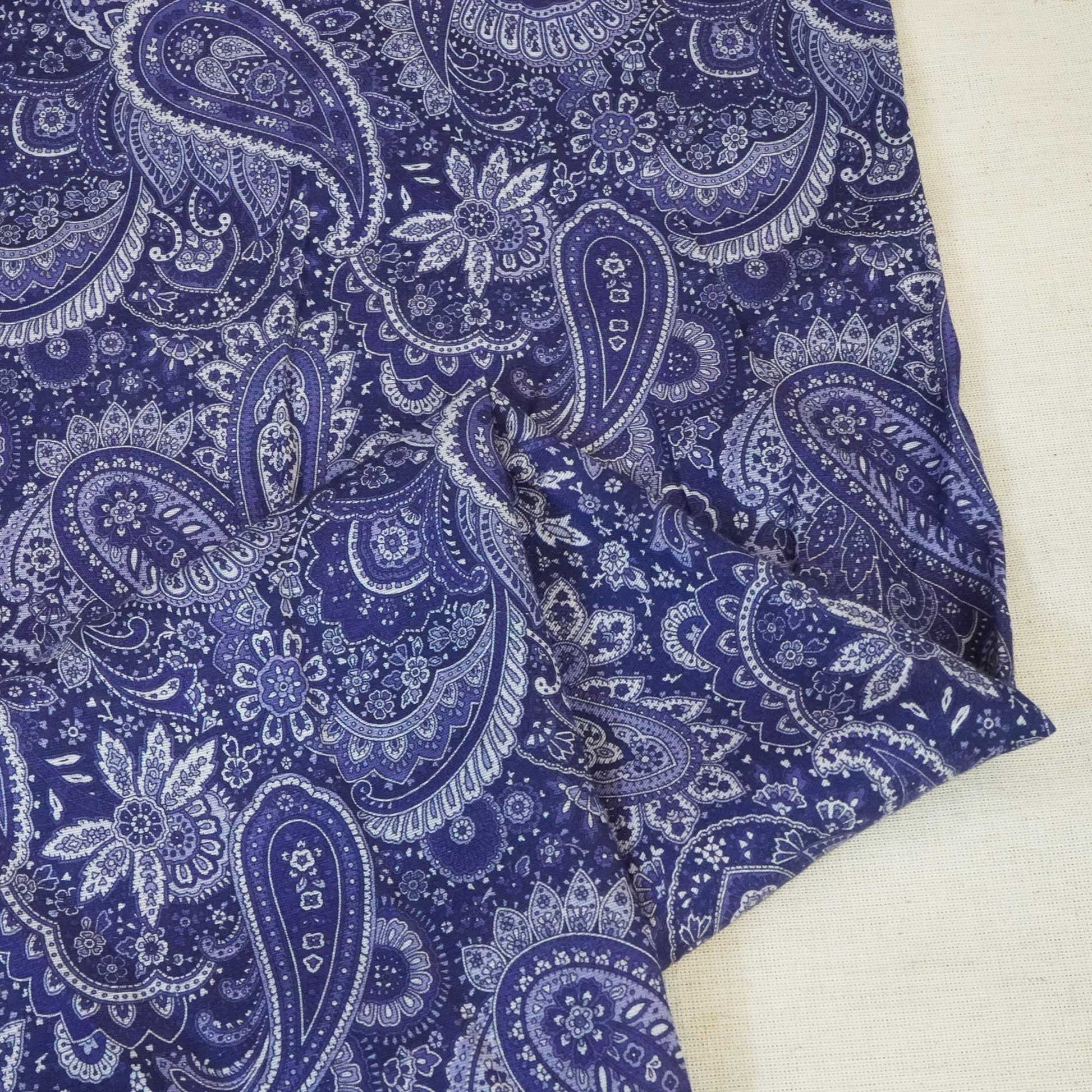 Purple Paisley Print Linen Fabric RM-24630