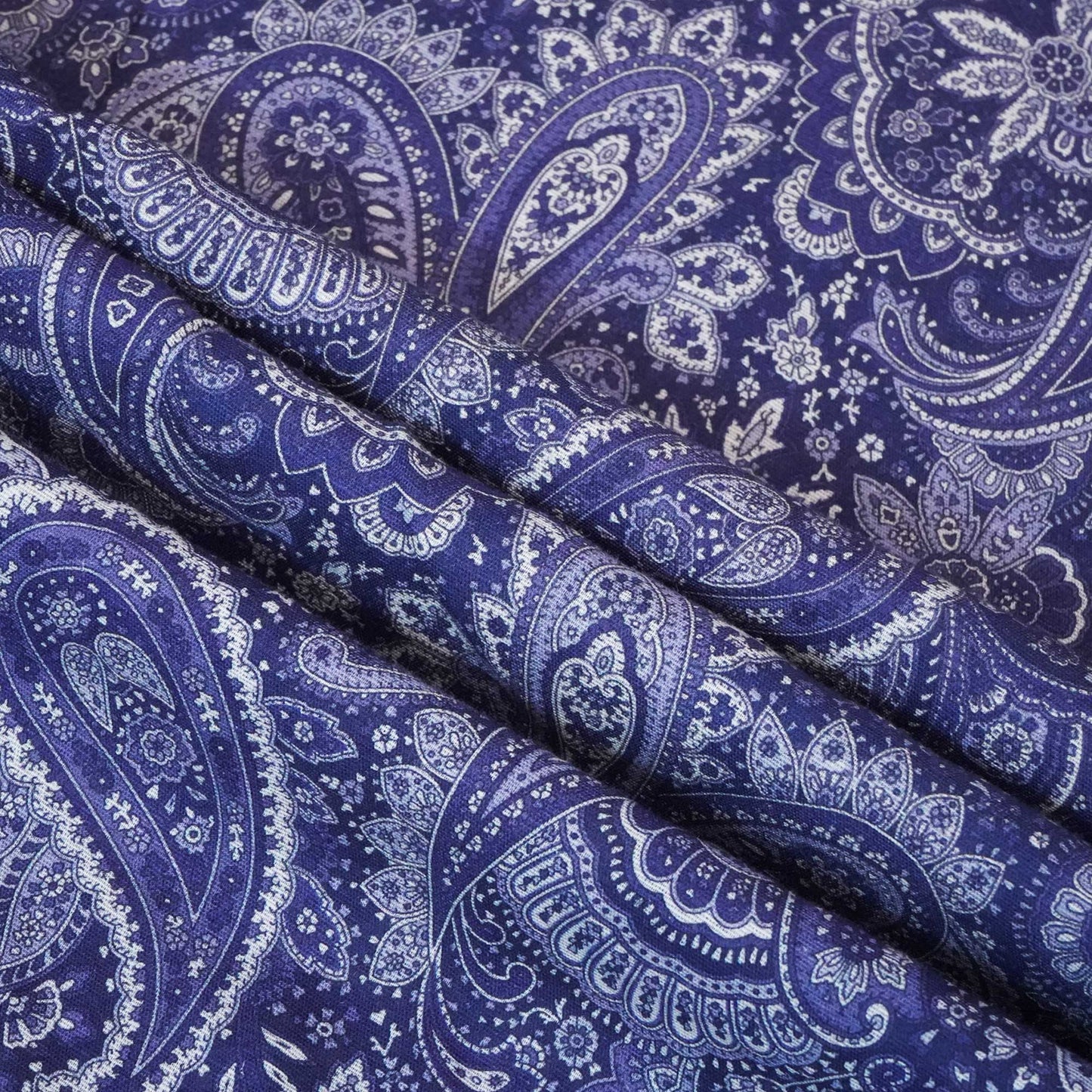 Purple Paisley Print Linen Fabric RM-24630