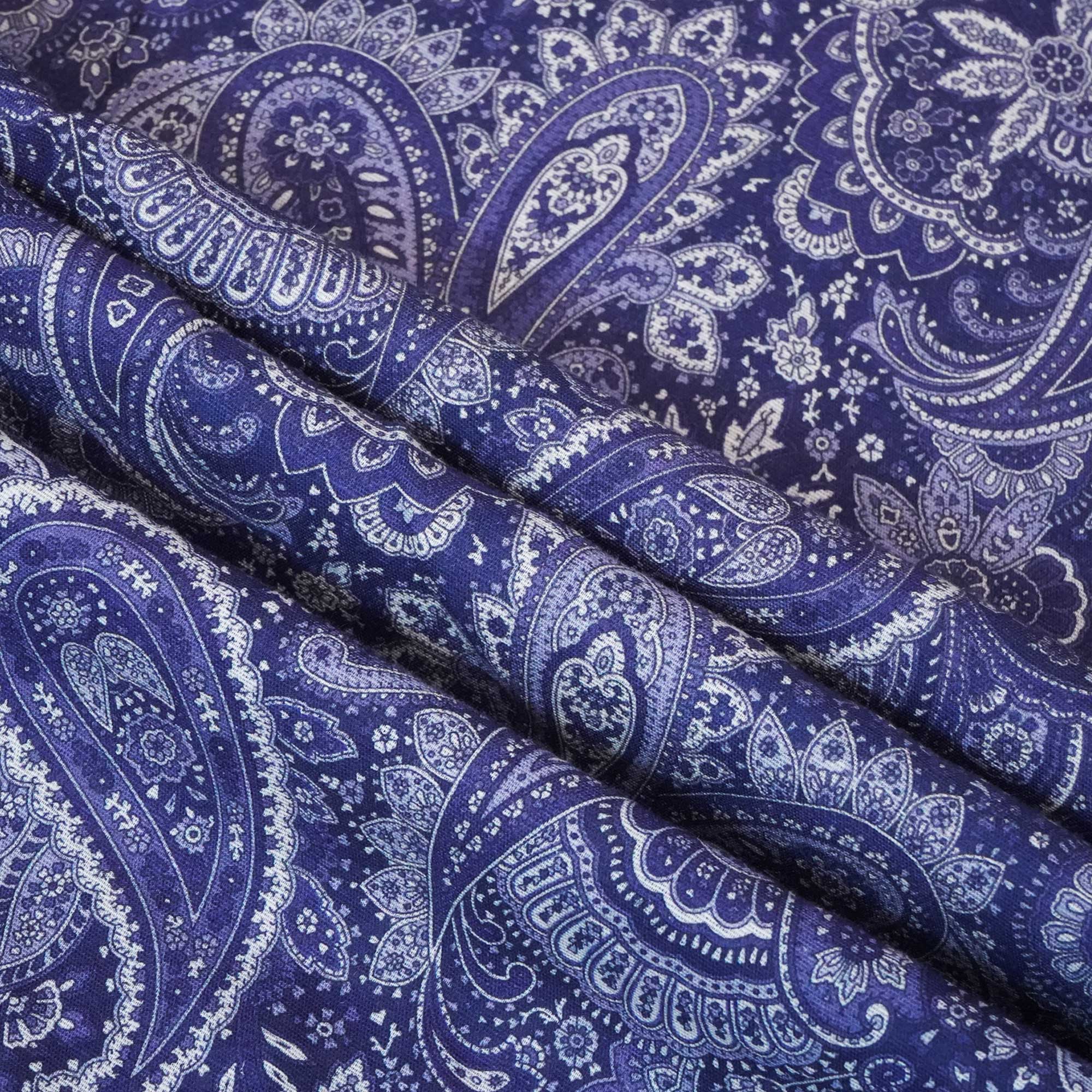 Purple Paisley Print Linen Fabric RM-24630