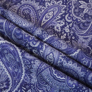 Purple Paisley Print Linen Fabric RM-24630