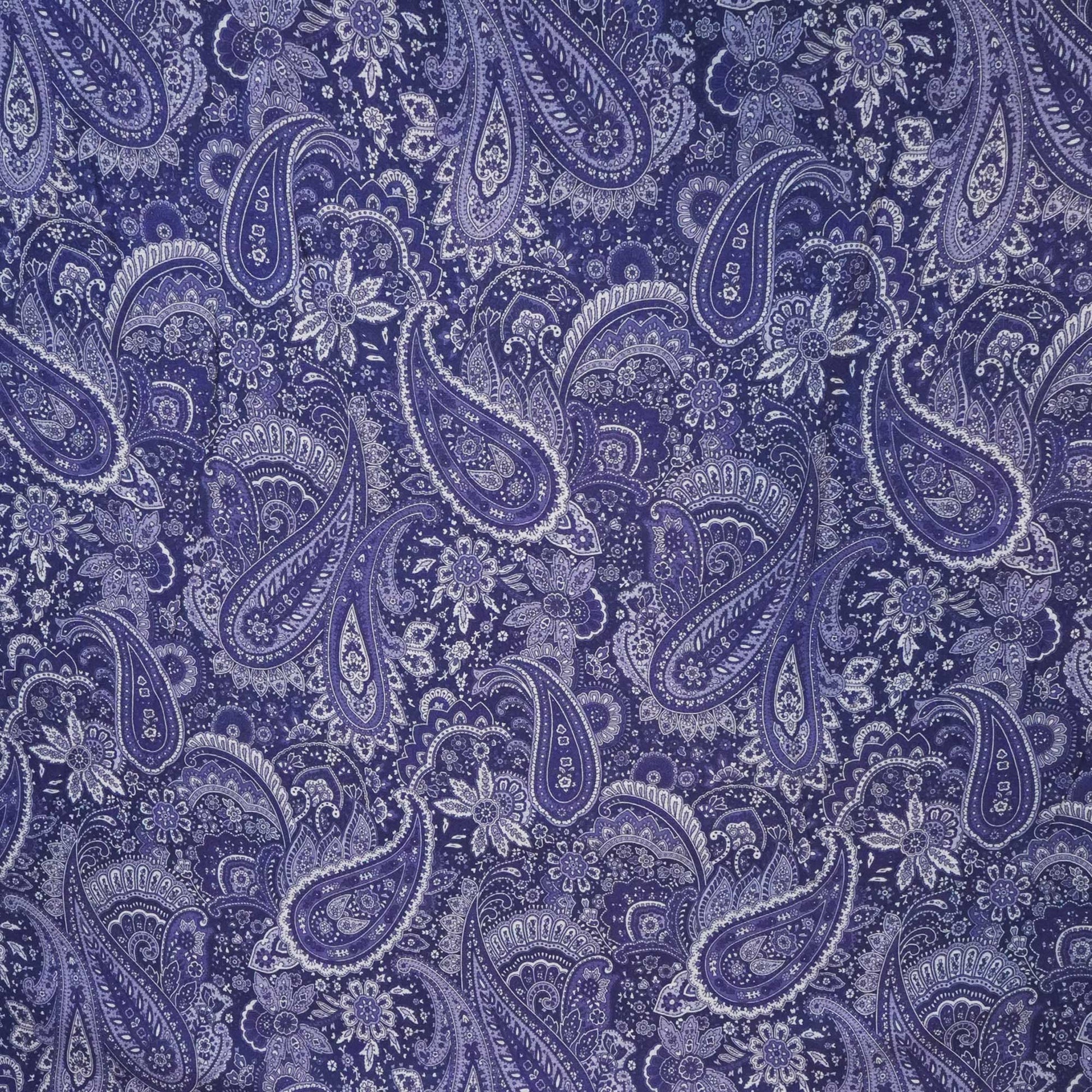 Purple Paisley Print Linen Fabric RM-24630