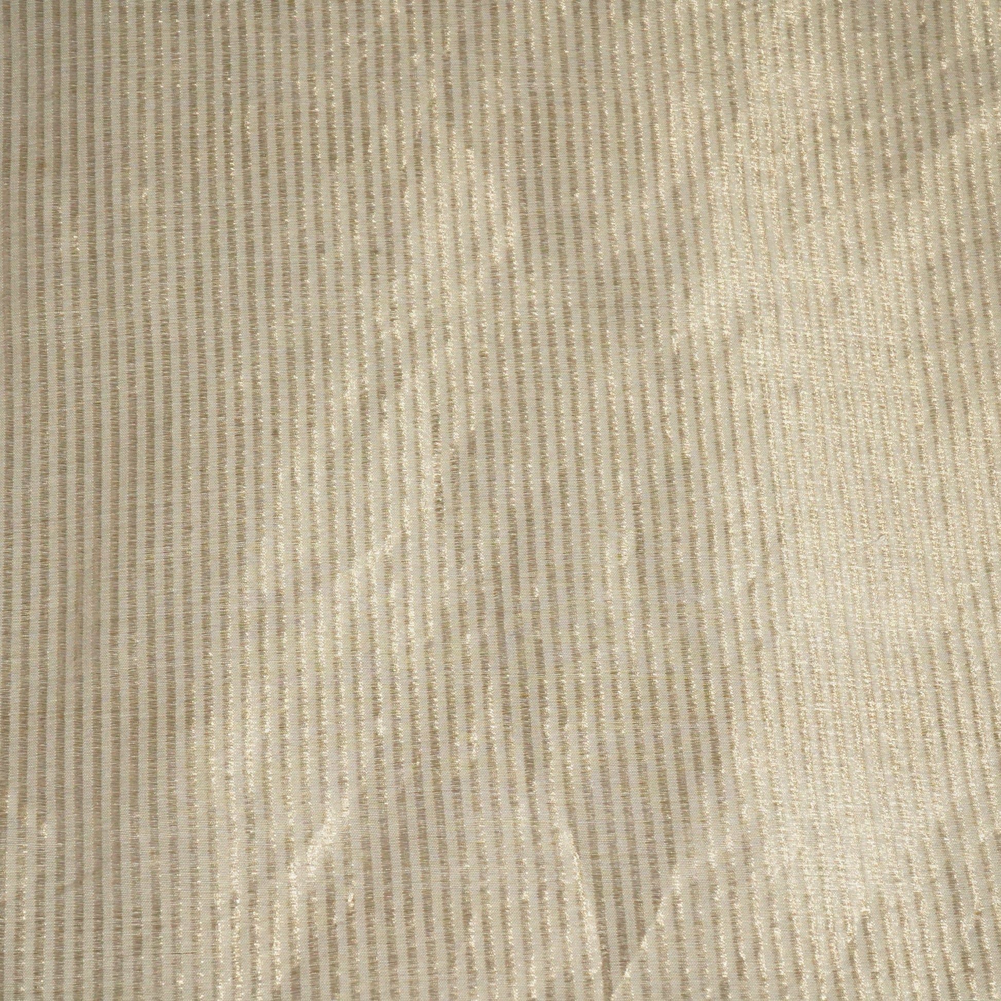 Cream & Golden Stripes Pure Cotton Silk Fabric YF-24633