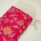 Magenta Cross Stitch Floral Thread Embroidery Mulmul Chanderi Fabric WI-24659