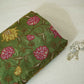 Green Cross Stitch Floral Thread Embroidery Tissue Fabric WI-24660