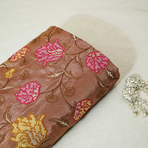 Brown Cross Stitch Floral Thread Embroidery Tissue Fabric WI-24661