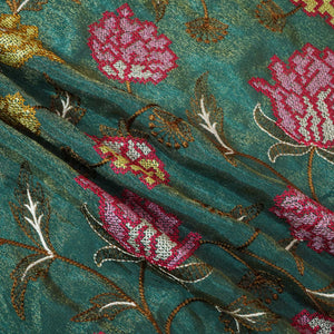 Dark Green Cross Stitch Floral Thread Embroidery Tissue Fabric WI-24662