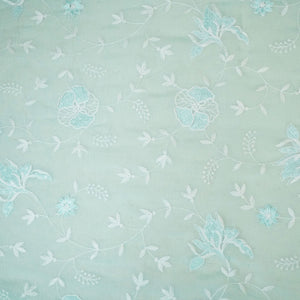 Sea Green Floral Sequins Thread Embroidery Crushed Tissue Fabric WI-24665