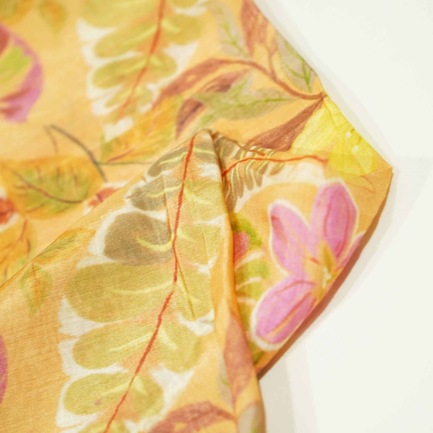 Orange Floral Print Muslin Fabric GT-24668