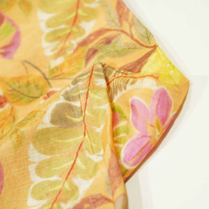Orange Floral Print Muslin Fabric GT-24668