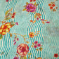 Blue & Mustard Floral Print Muslin Fabric GT-24672
