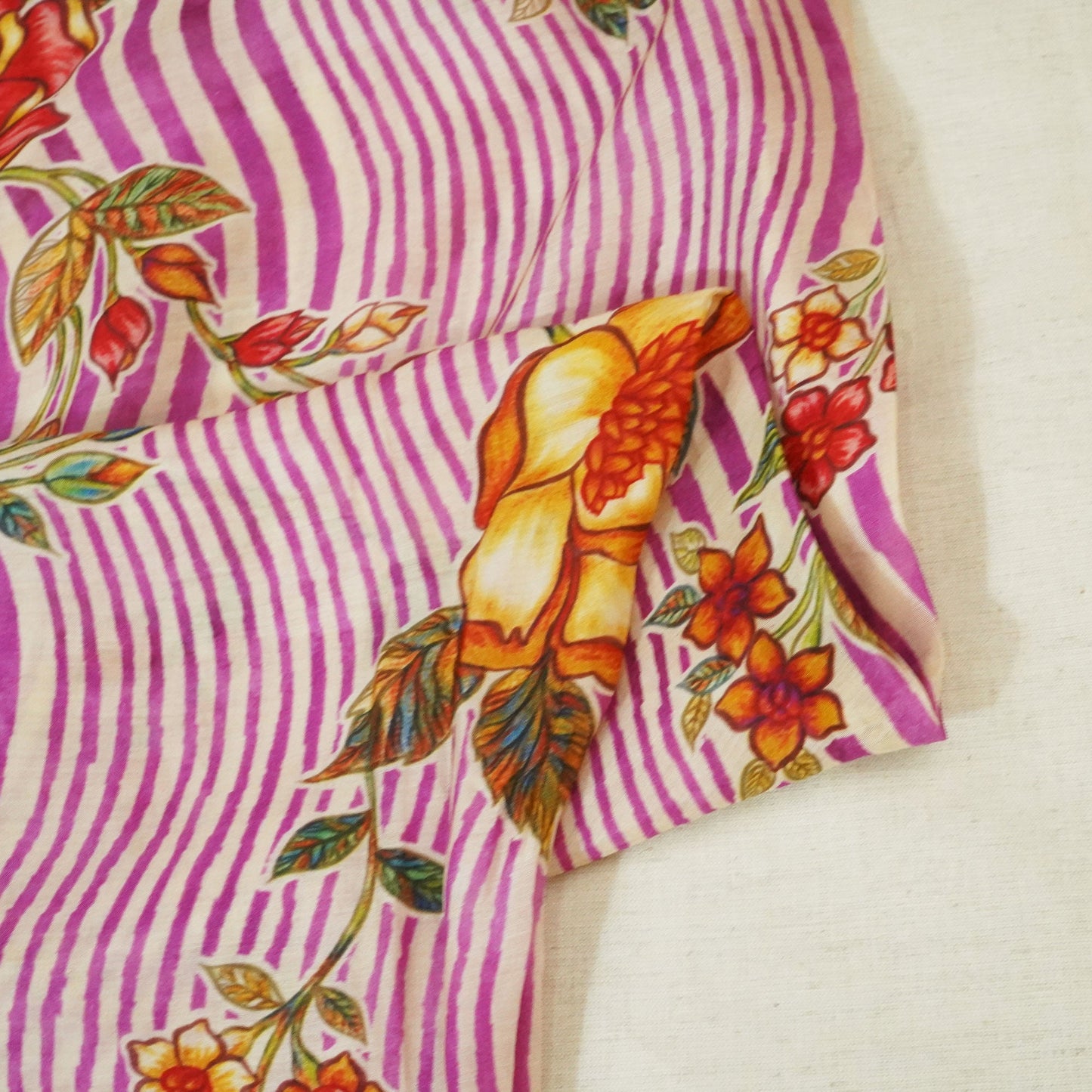 Pink Floral Print Muslin Fabric GT-24675