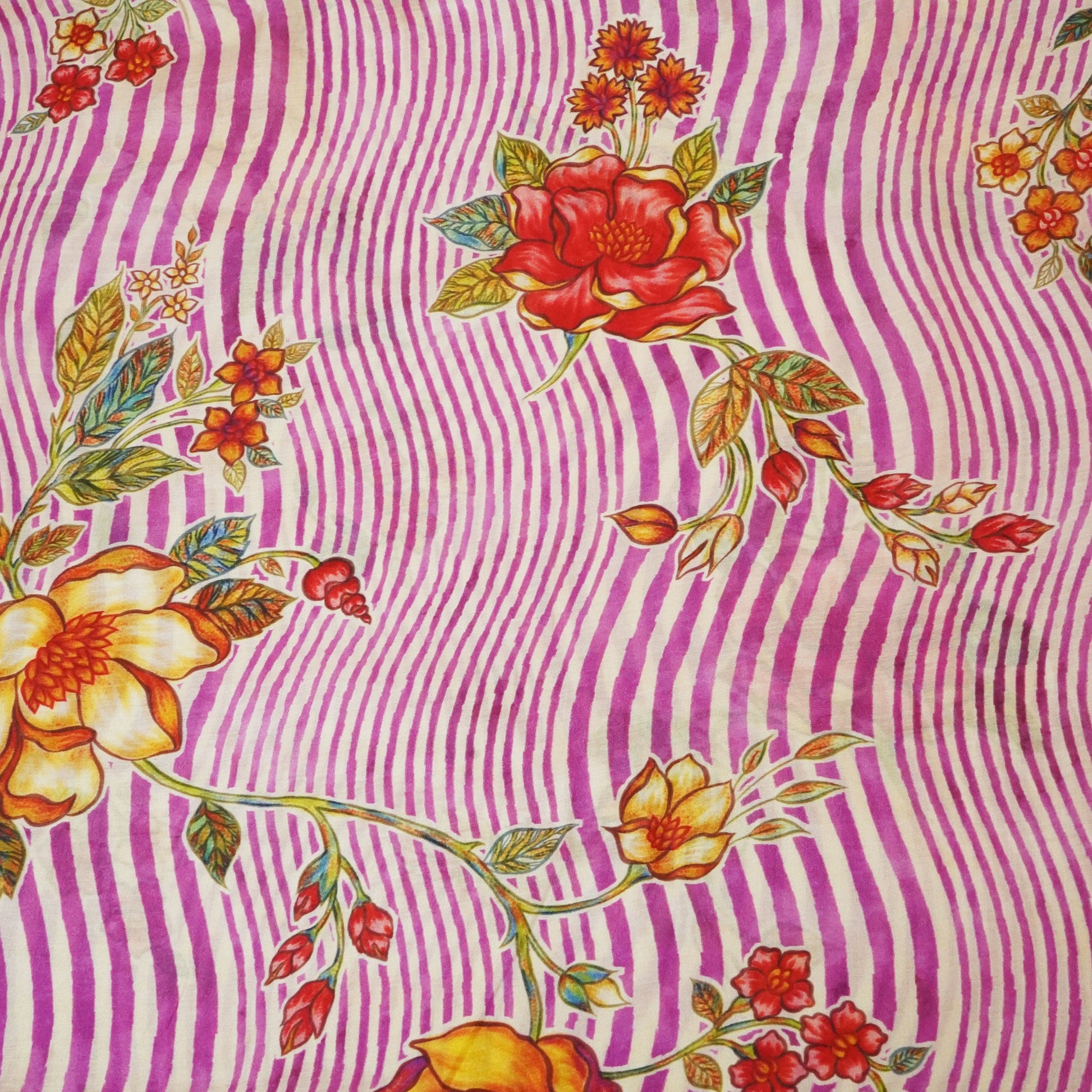 Pink Floral Print Muslin Fabric GT-24675