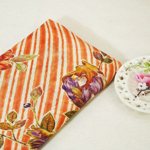 Mustard & Brown Floral Print Muslin Fabric GT-24676