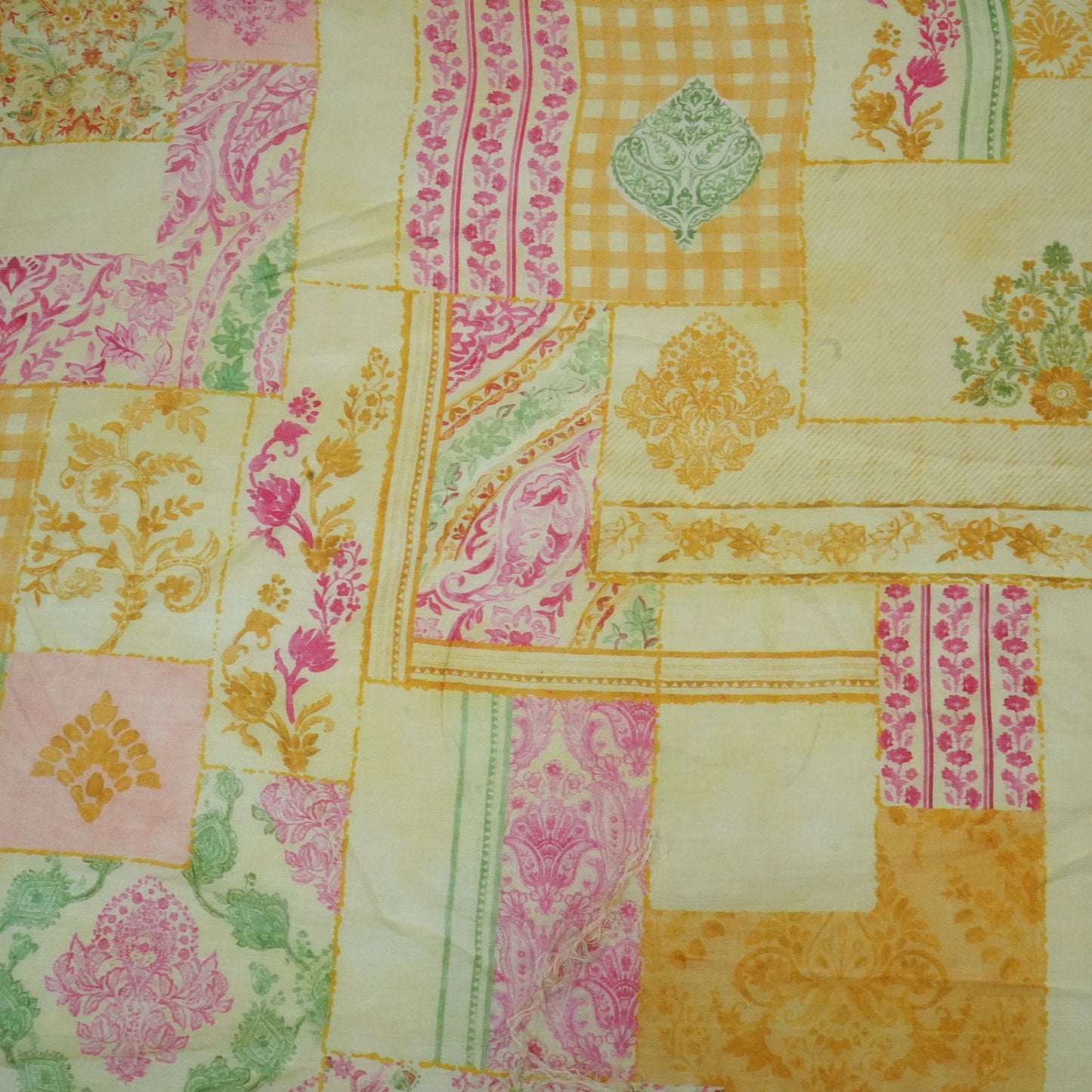 Yellow Paisley Floral Print Muslin Fabric GT-24678
