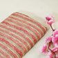 Brick Red Handpainted Stripes Print Muslin Fabric GT-24680
