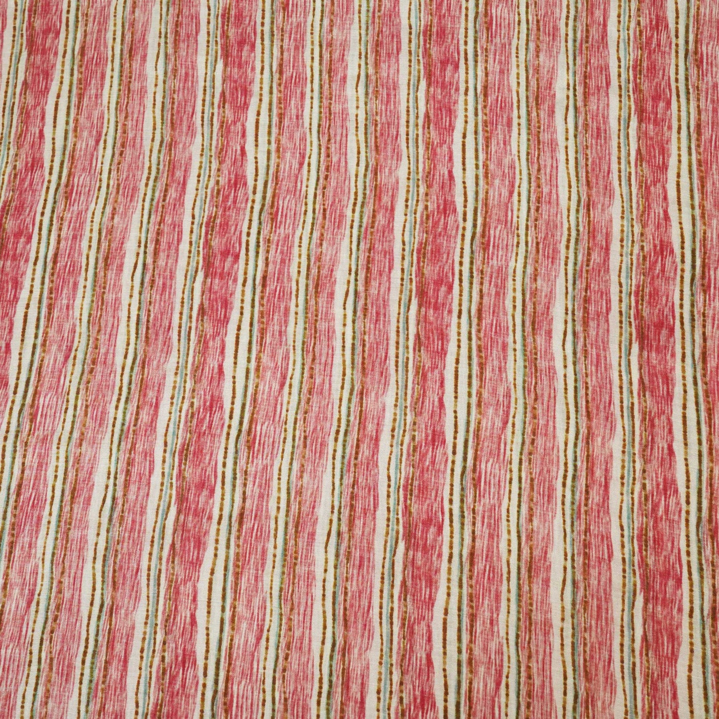 Brick Red Handpainted Stripes Print Muslin Fabric GT-24680