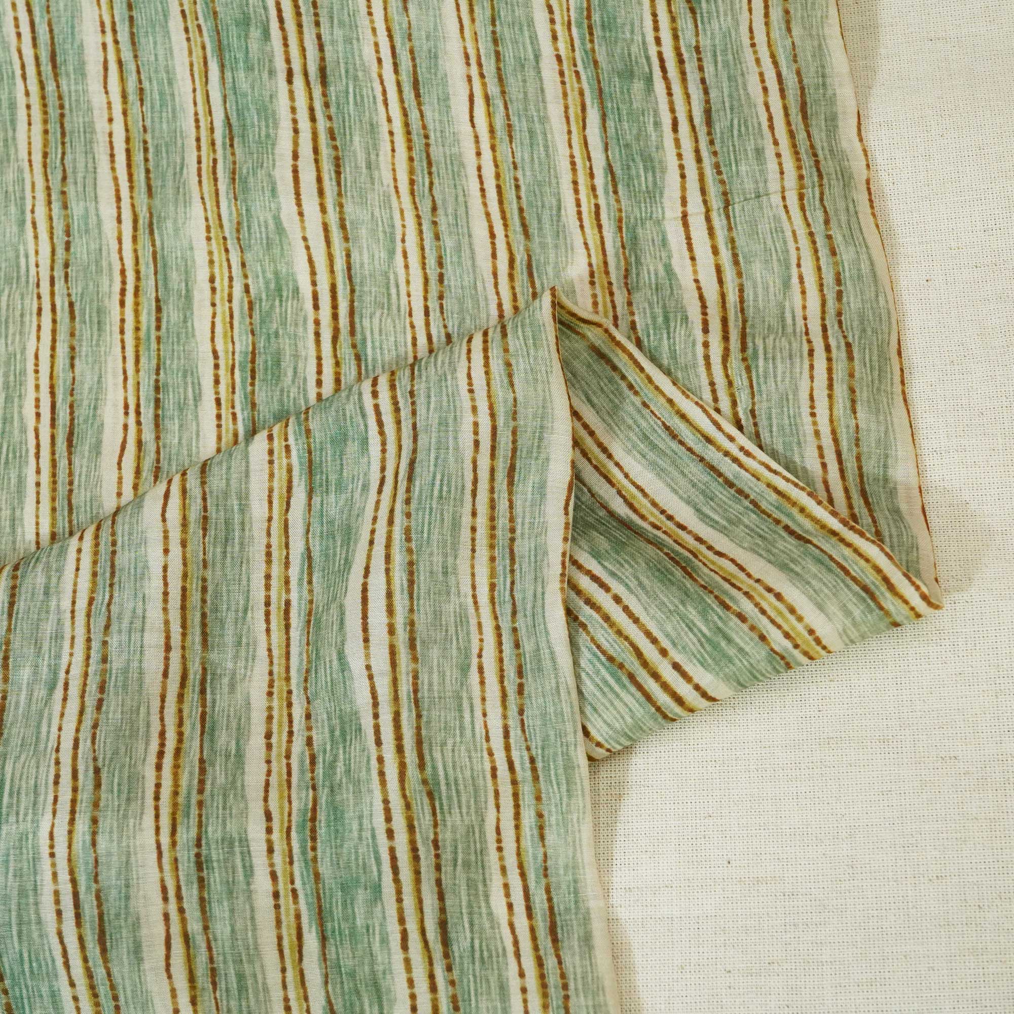 Green Stripes Print Muslin Fabric GT-24682