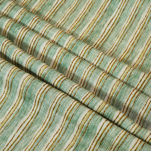 Green Stripes Print Muslin Fabric GT-24682