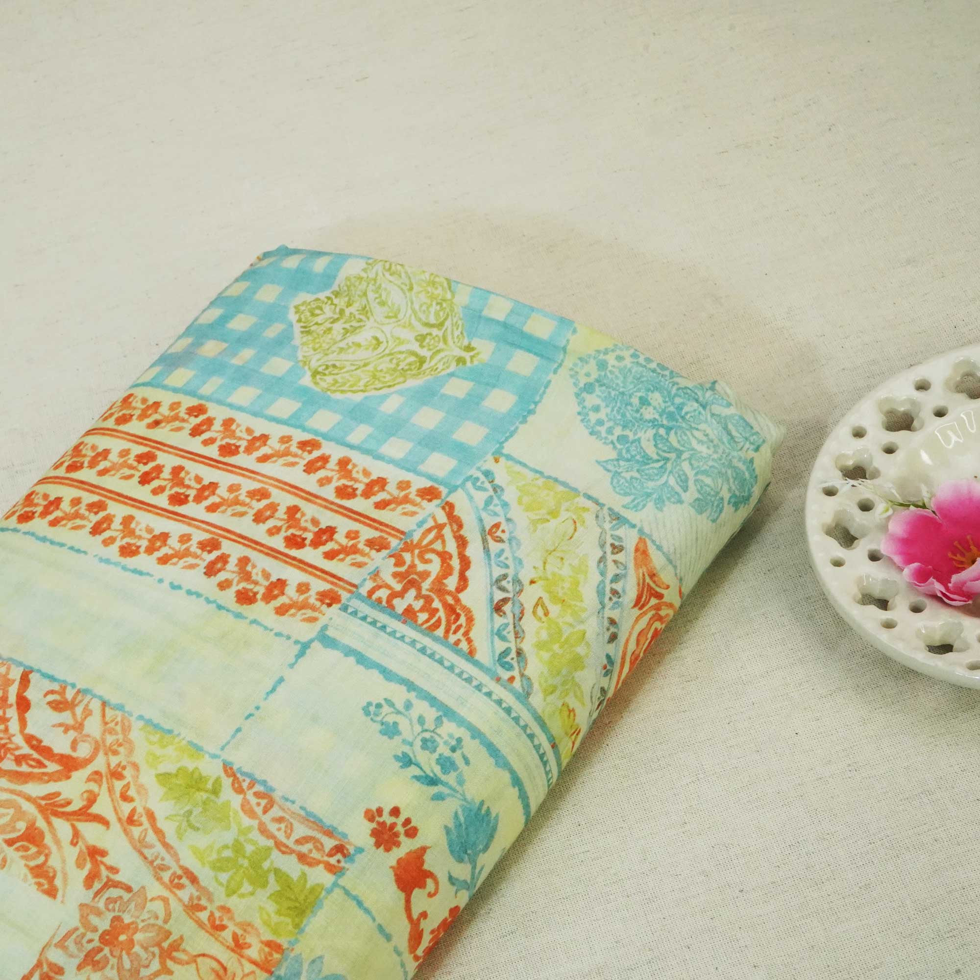 Multicolor Paisley Floral Print Muslin Fabric GT-24683