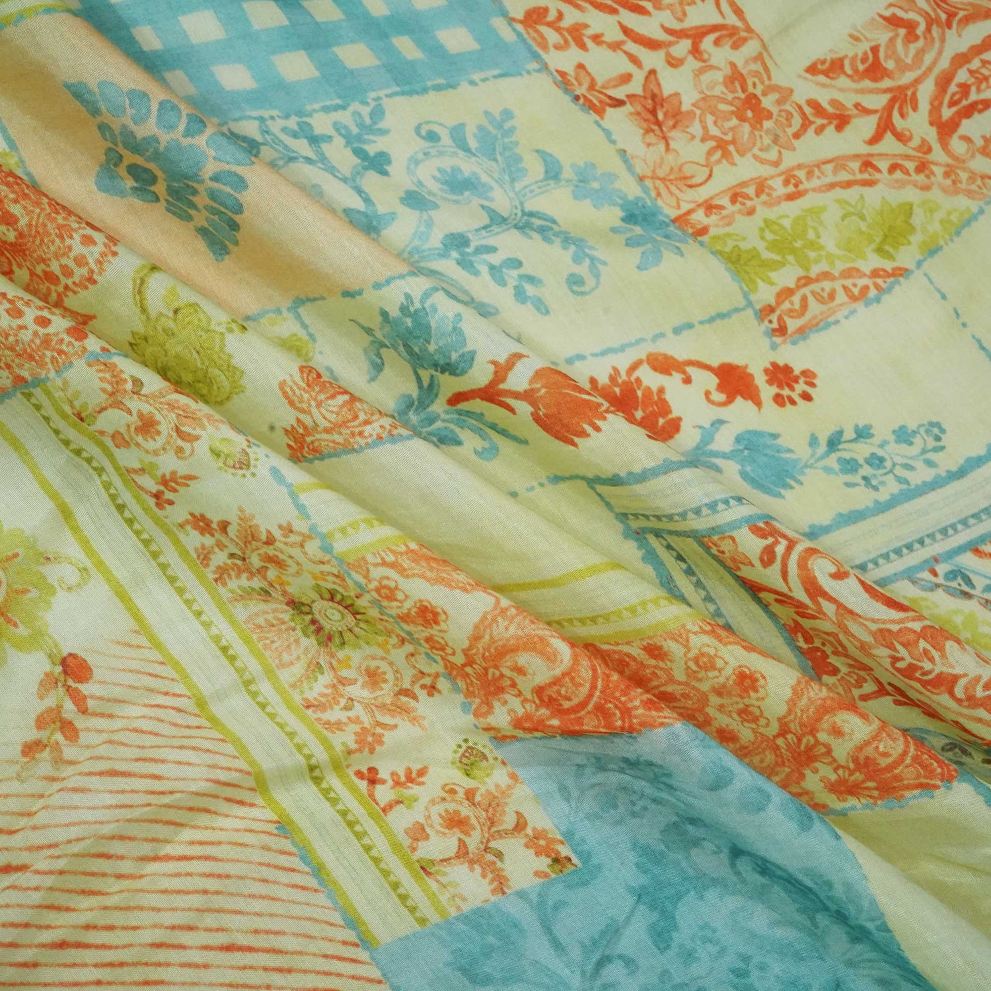 Multicolor Paisley Floral Print Muslin Fabric GT-24683