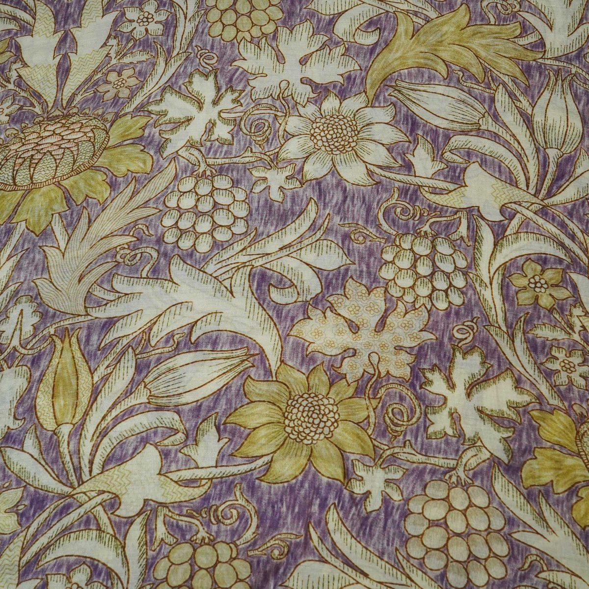 Purple Handpainted Floral Print Muslin Fabric GT-24685