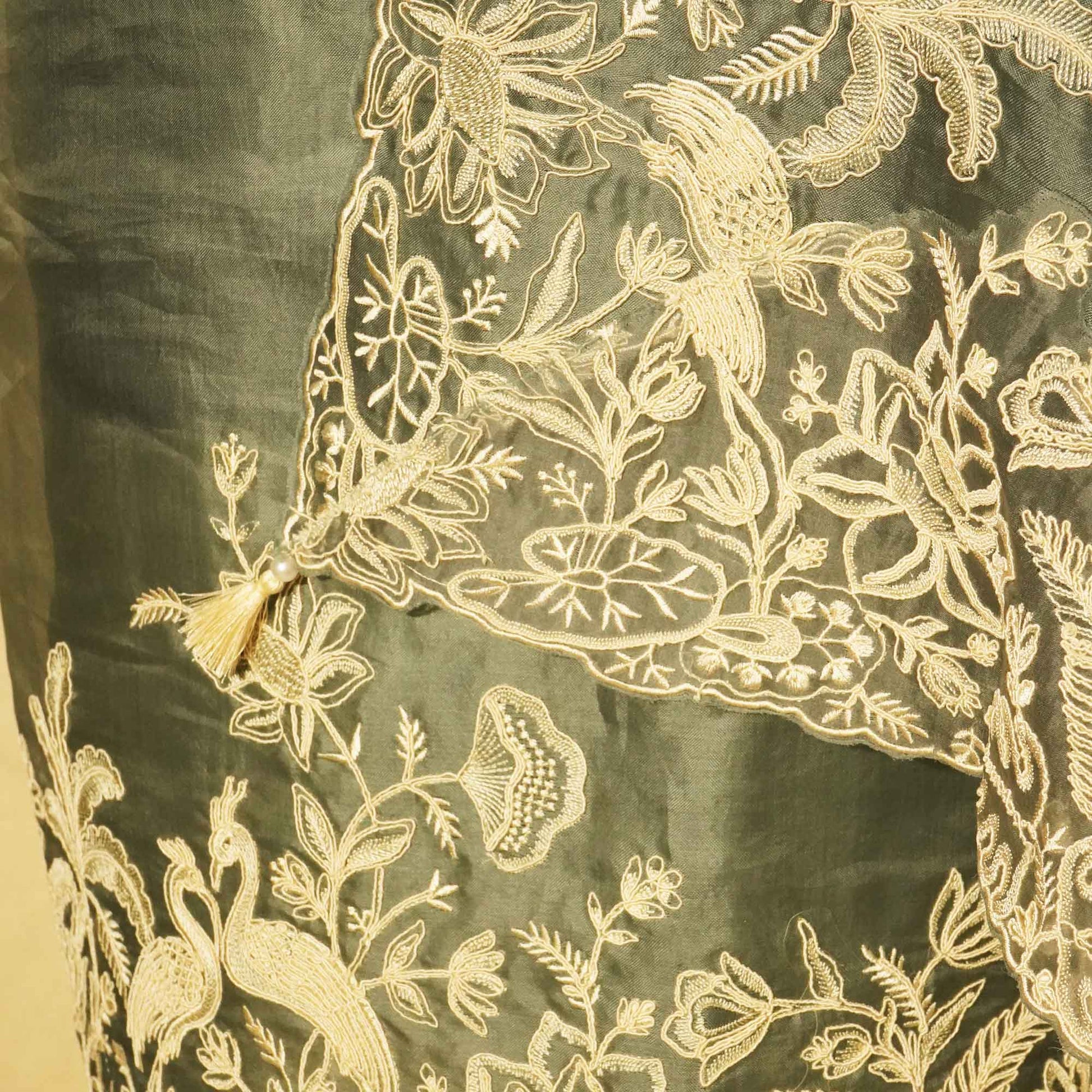 Grey Embroidery (Top-Organza,Bottom-Crepe,Dupatta-Organza) Organza Suit Set JDS-24688  