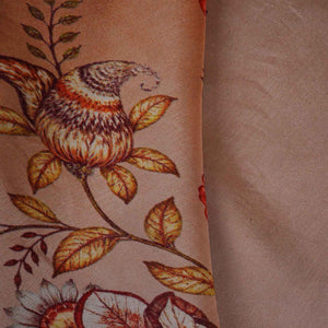 Peach & Dark Maroon Shaded Floral Print Organza Fabric MT-28249 - TradeUNO