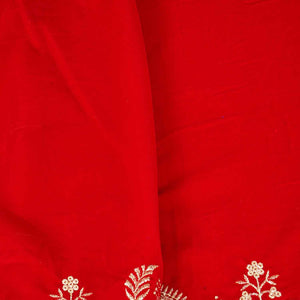 Red Border Work Cutdana Velvet 9000 Fabric SC-28251 - TradeUNO
