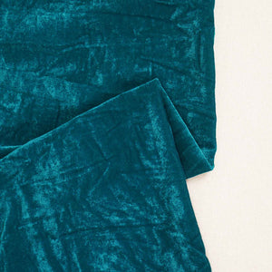 Teal Green Border Work Cutdana Velvet 9000 Fabric SC-28253 - TradeUNO