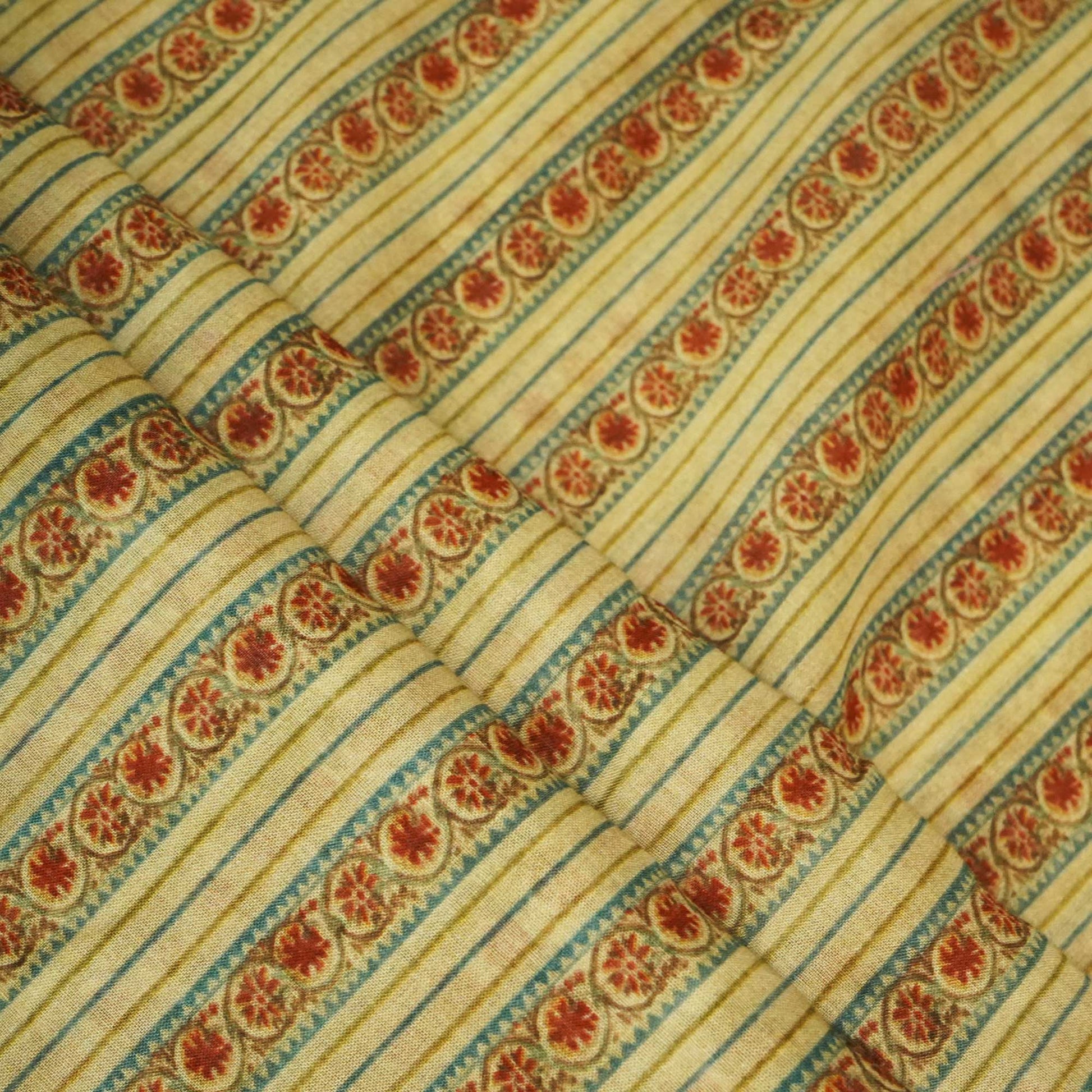 Green Stripes Print Chanderi Fabric GT-25303