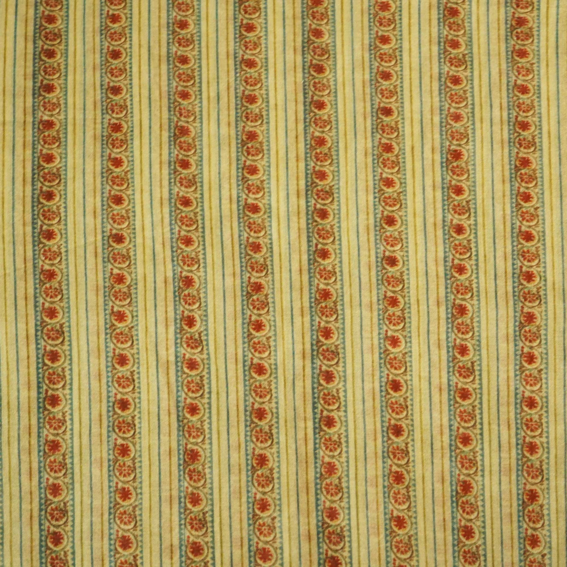 Green Stripes Print Chanderi Fabric GT-25303