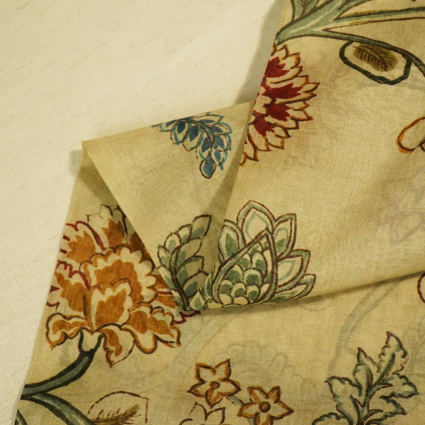 Green Floral Print Chanderi Fabric GT-25304