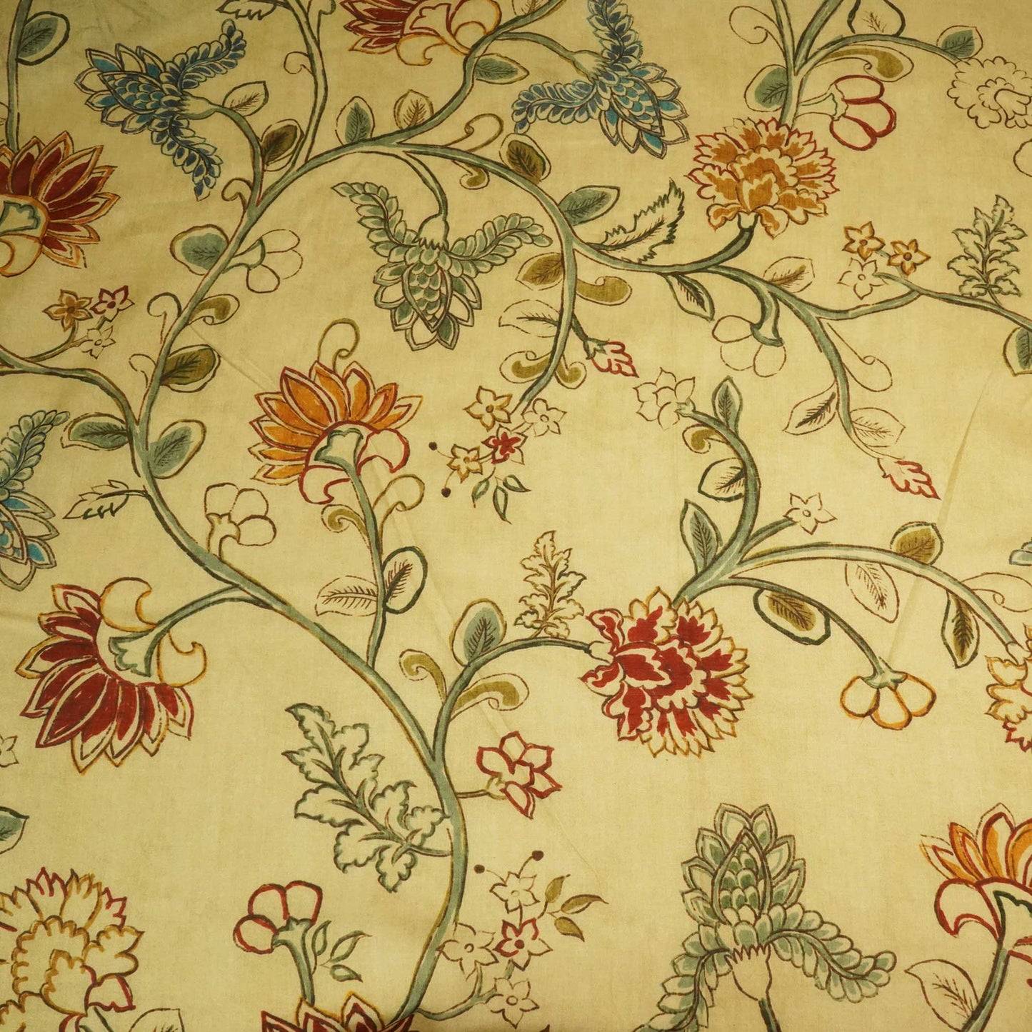 Green Floral Print Chanderi Fabric GT-25304
