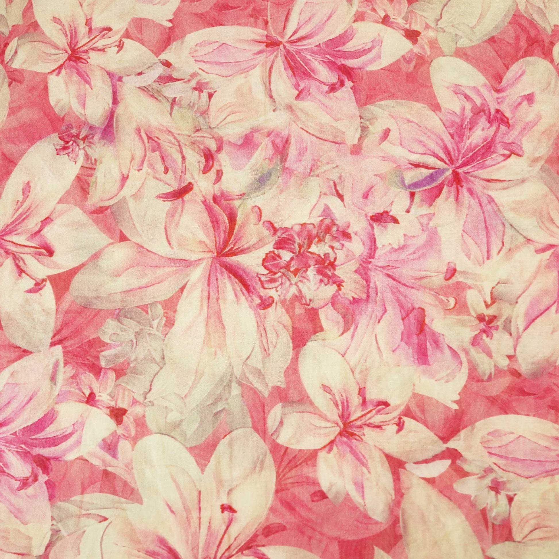 Pink Floral Print Chanderi Fabric GT-25305