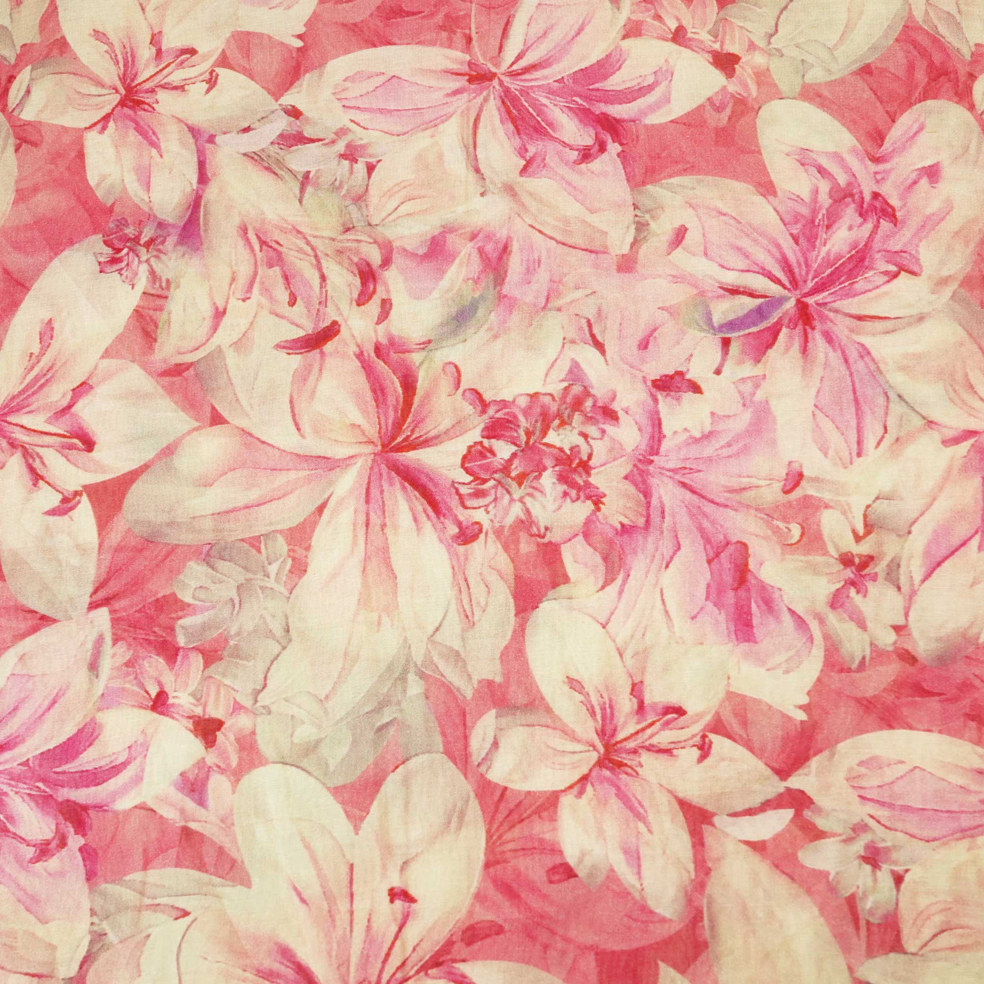 Pink Floral Print Chanderi Fabric GT-25305