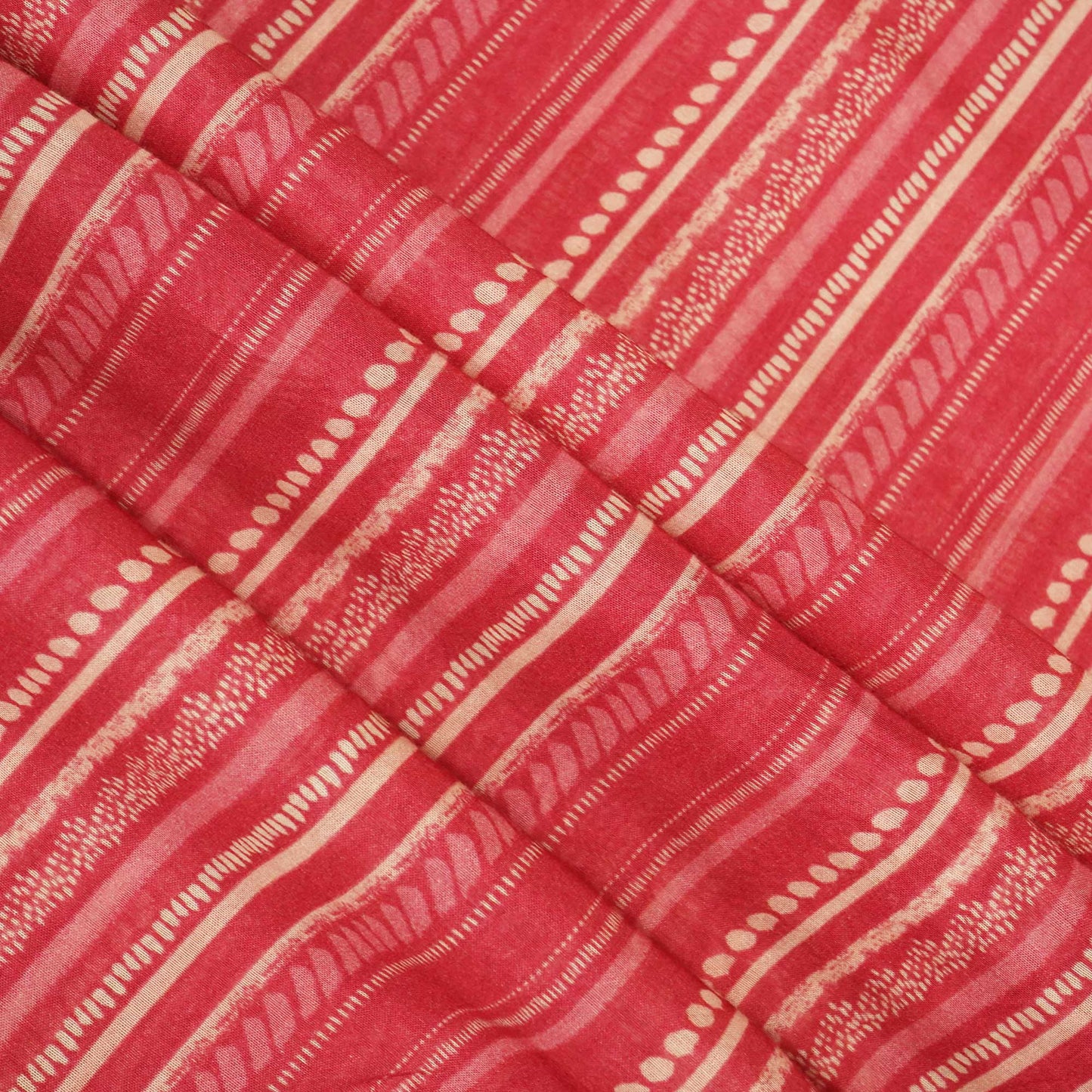 Pink Stripes Print Chanderi Fabric GT-25306