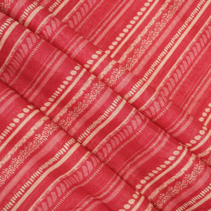Pink Stripes Print Chanderi Fabric GT-25306