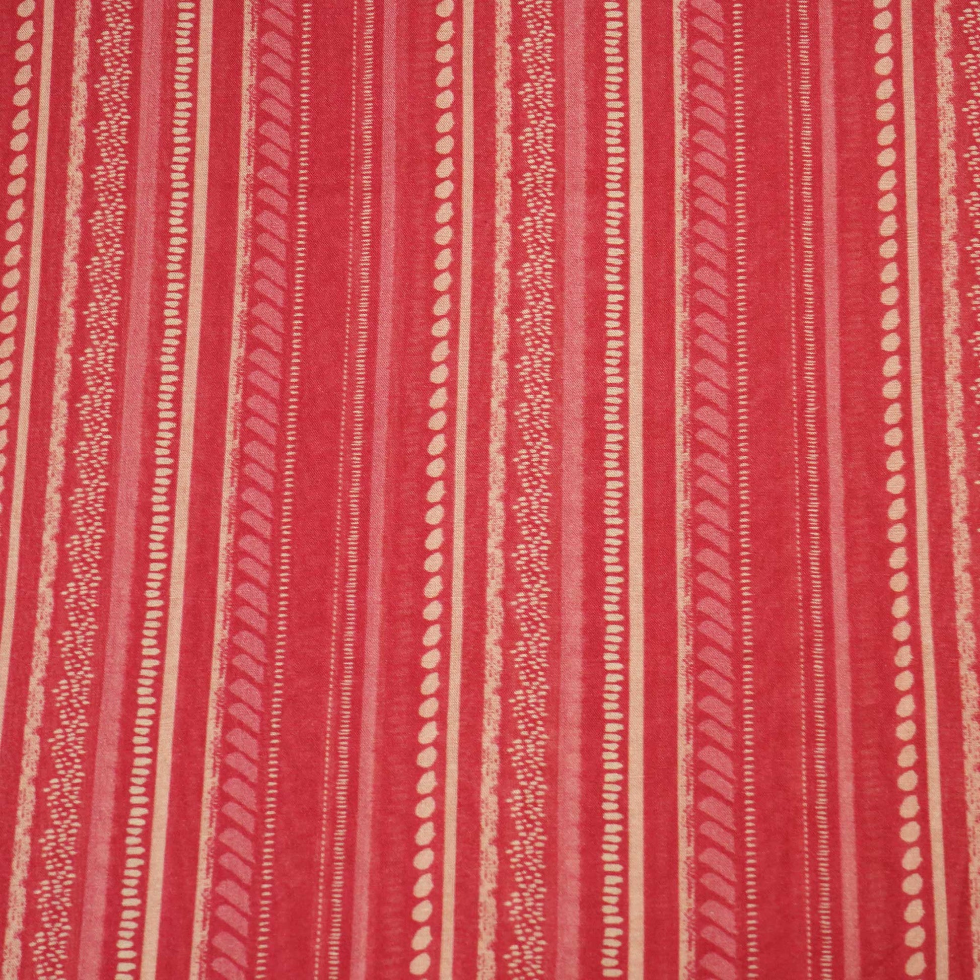 Pink Stripes Print Chanderi Fabric GT-25306