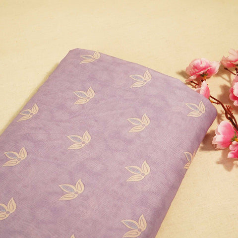 Purple Floral Print Chanderi Fabric GT-25307