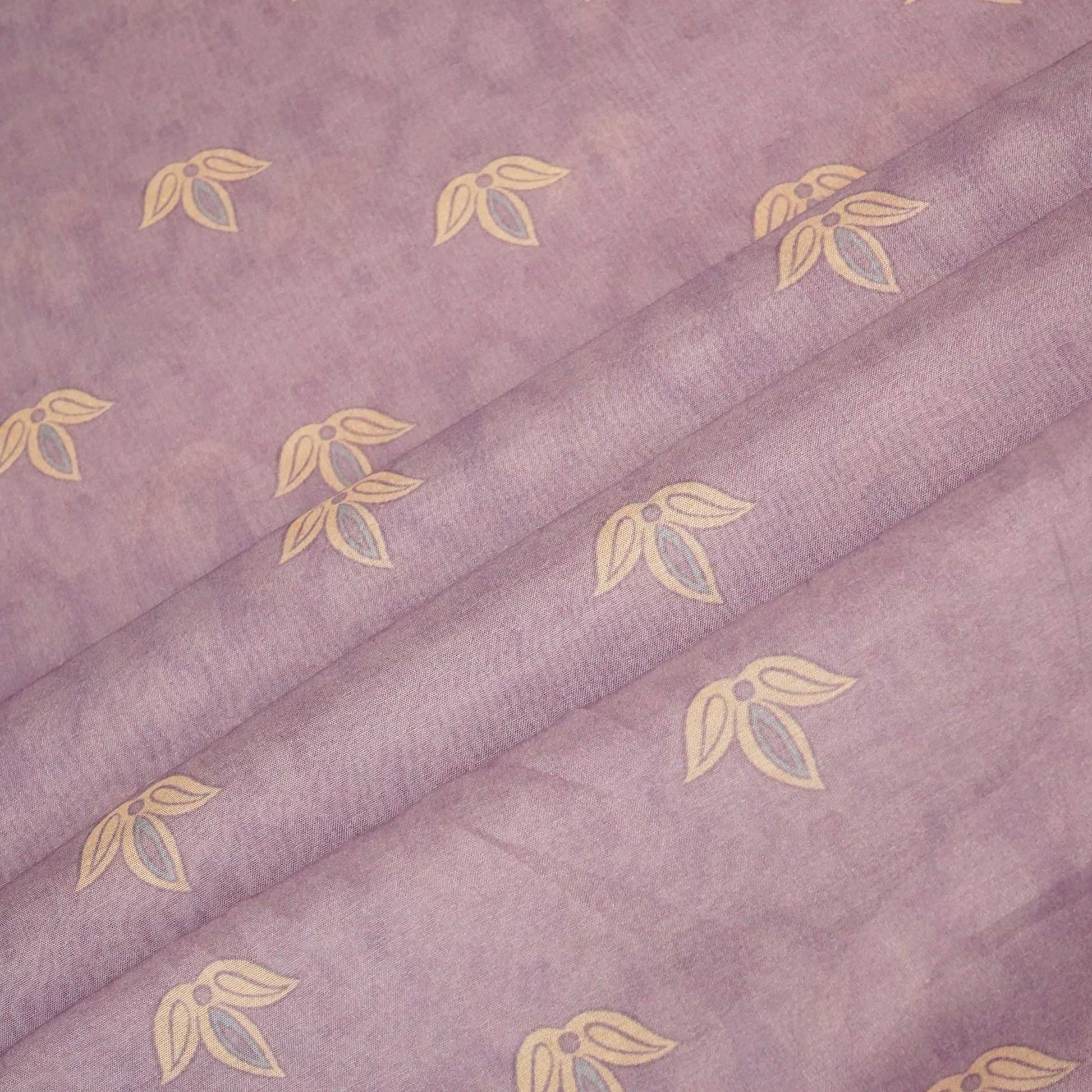 Purple Floral Print Chanderi Fabric GT-25307