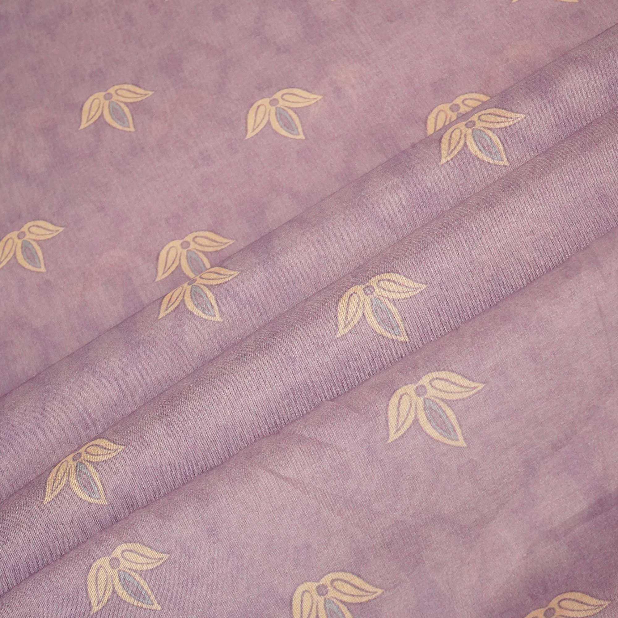 Purple Floral Print Chanderi Fabric GT-25307